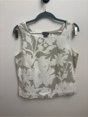 Sigrid Olsen Linen Blend Sleeveless Floral Top Size 6 Botanical